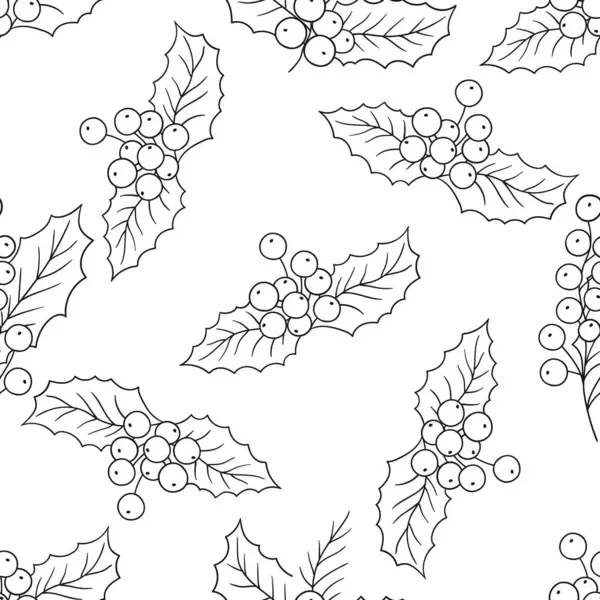 Tek renkli geleneksel desen. Menü ya da mutfağın el çizimi şekli. Holly mi? Tasarım, tekstil, kumaş, duvar kağıdı, ambalaj kağıdı, dekorasyon