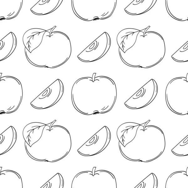 Tek renkli meyve deseni elde çizim tarzında. Kırmızı elmalar. Mönü ya da mutfak için desen. Tasarım, tekstil, kumaş, ambalaj vs. için yazdır