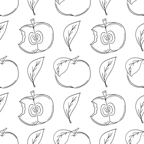 Tek renkli meyve deseni elde çizim tarzında. Kırmızı elmalar. Mönü ya da mutfak için desen. Tasarım, tekstil, kumaş, duvar kağıdı, ambalaj, vs. için yazdır