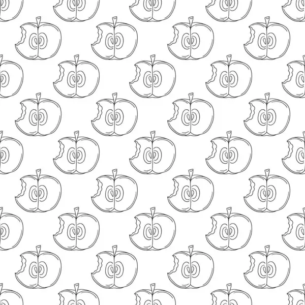 Tek renkli meyve deseni elde çizim tarzında. Mönü ya da mutfak için desen. Kırmızı elmalar. Tasarım için yazdır
