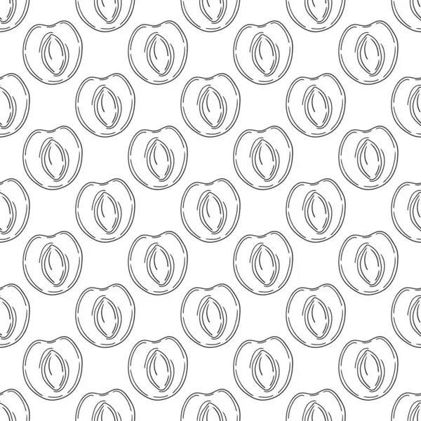 Tek renkli meyve deseni elde çizim tarzında. Mönü ya da mutfak için desen. Kayısı. Tasarım, tekstil, kumaş, duvar kağıdı, ambalaj kağıdı