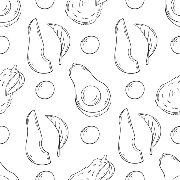 Tek renkli meyve deseni elde çizim tarzında. Avokado. Mönü ya da mutfak için desen. Tasarım, tekstil, kumaş için yazdır