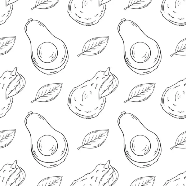 Tek renkli meyve deseni elde çizim tarzında. Avokado. Mönü ya da mutfak için desen. Tasarım ve tekstil için yazdır