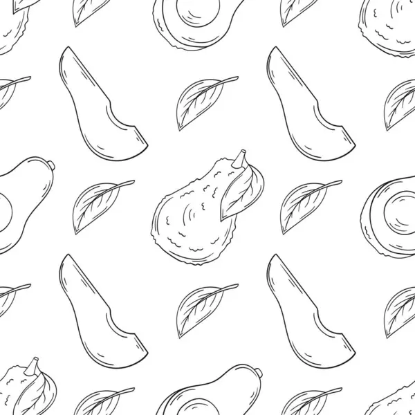 Tek renkli meyve deseni elde çizim tarzında. Avokado. Mönü ya da mutfak için desen. Tasarım, tekstil, kumaş, duvar kağıdı için yazdır