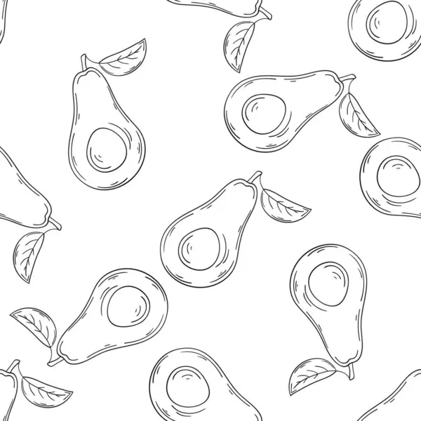 Tek renkli meyve deseni elde çizim tarzında. Avokado. Mönü ya da mutfak için desen. Tasarım, tekstil, kumaş, duvar kağıdı, ambalaj için yazdır