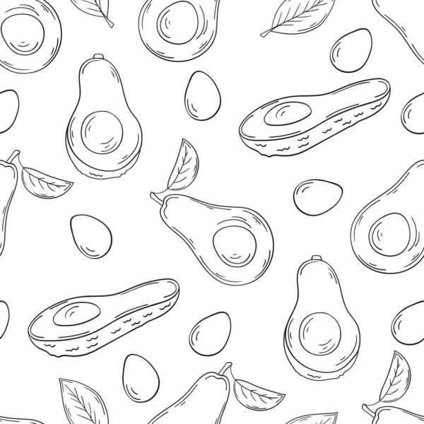 Tek renkli meyve deseni elde çizim tarzında. Avokado. Mönü ya da mutfak için desen. Tasarım, tekstil, kumaş, duvar kağıdı, ambalaj kağıdı, dekorasyon