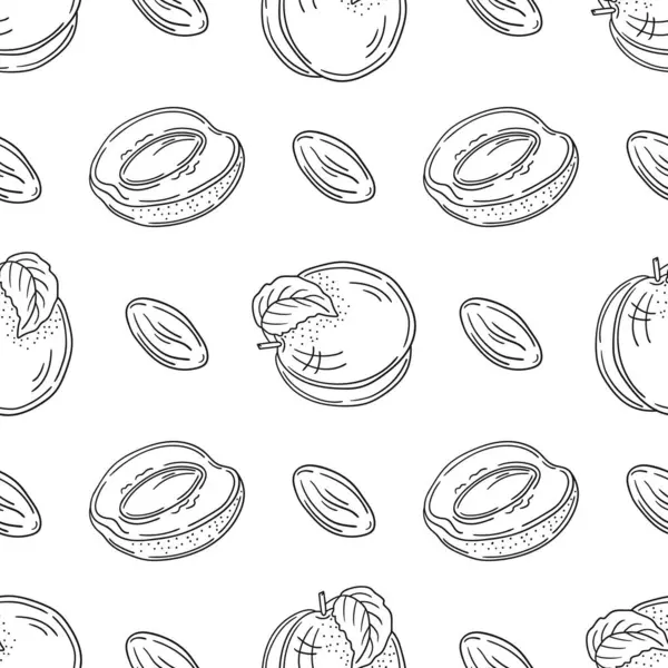 Tek renkli meyve deseni elde çizim tarzında. Kayısı. Mönü ya da mutfak için desen. Tasarım, tekstil, kumaş, duvar kağıdı, ambalaj kağıdı, dekorasyon vesaire için yazdır