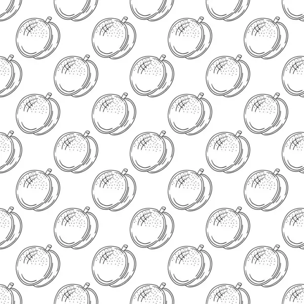 Tek renkli meyve deseni elde çizim tarzında. Kayısı, şeftali. Mönü ya da mutfak için desen. Tasarım için yazdır