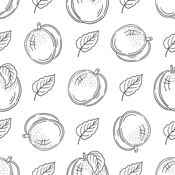 Tek renkli meyve deseni elde çizim tarzında. Kayısı, şeftali. Mönü ya da mutfak için desen. Tasarım, tekstil, kumaş için yazdır