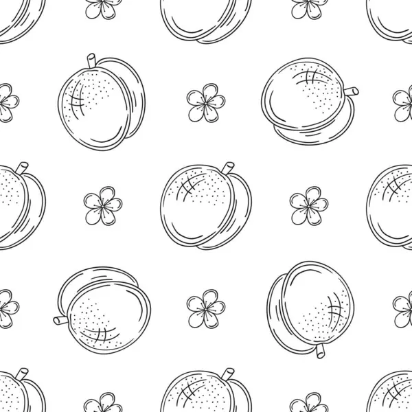 Tek renkli meyve deseni elde çizim tarzında. Kayısı, şeftali. Mönü ya da mutfak için desen. Tasarım, tekstil, kumaş, duvar kağıdı, ambalaj için yazdır