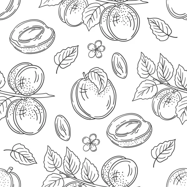 Tek renkli meyve deseni elde çizim tarzında. Kayısı, şeftali. Mönü ya da mutfak için desen. Tasarım, tekstil, kumaş, duvar kağıdı, ambalaj kağıdı, dekorasyon vesaire için yazdır