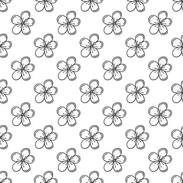 Tek renkli meyve deseni elde çizim tarzında. Kayısı çiçekleri. Mönü ya da mutfak için desen. Tasarım, tekstil, kumaş, duvar kağıdı, ambalaj için yazdır