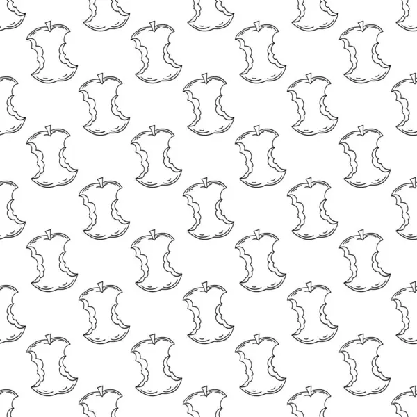 Tek renkli meyve deseni elde çizim tarzında. Elmalar. Mönü ya da mutfak için desen. Tasarım, tekstil, kumaş için yazdır