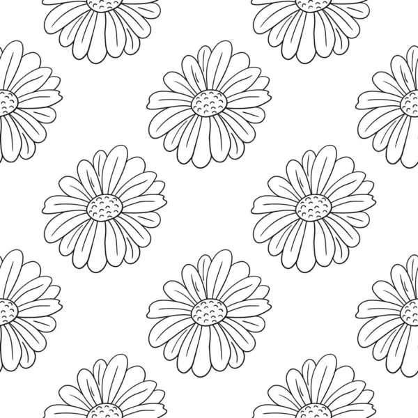 Tek renkli çiçek desenli. Menü ya da mutfağın el çizimi şekli. Papatya çayı. Tasarım, tekstil, kumaş için yazdır