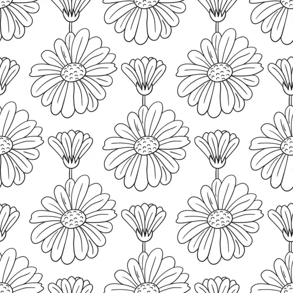 Tek renkli çiçek desenli. Menü ya da mutfağın el çizimi şekli. Papatya çayı. Tasarım, tekstil, kumaş, duvar kağıdı için yazdır