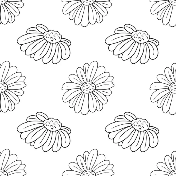 Tek renkli çiçek desenli. Menü ya da mutfağın el çizimi şekli. Papatya çayı. Tasarım, tekstil, kumaş, duvar kağıdı, ambalaj kağıdı