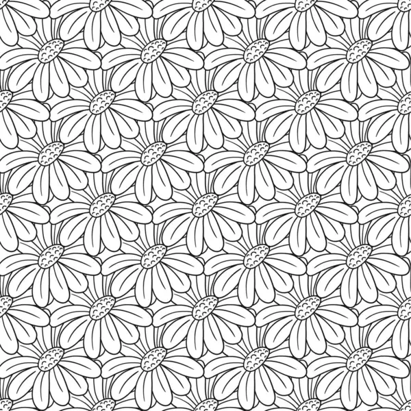 Tek renkli çiçek desenli. Menü ya da mutfağın el çizimi şekli. Papatya çayı, papatya. Tasarım, tekstil, kumaş, duvar kağıdı, ambalaj için yazdır