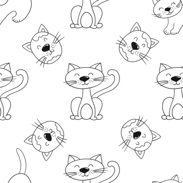 Tek renkli şirin desen. Tekstil ya da el yapımı çocuklar için bir model. Yavru kediler. Tasarım ve tekstil için yazdır