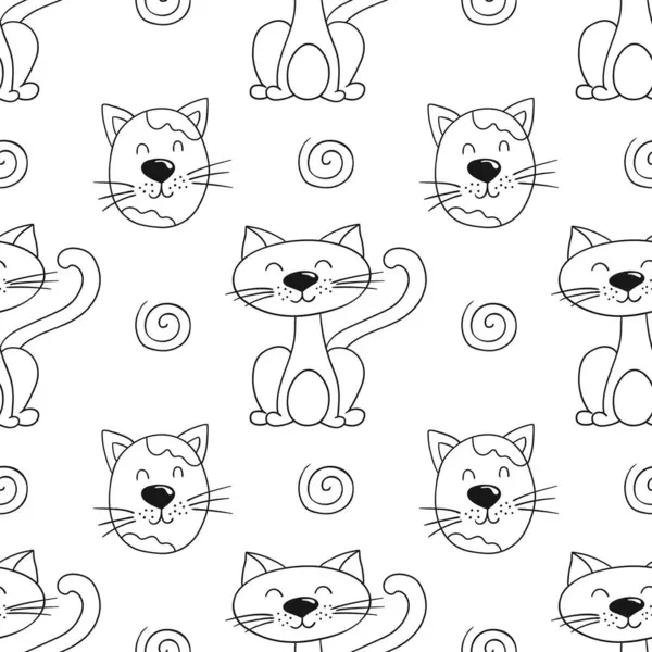 Tek renkli şirin desen. Tekstil ya da el yapımı çocuklar için bir model. Yavru kediler. Tasarım, tekstil, kumaş, duvar kağıdı, ambalaj kağıdı, dekorasyon