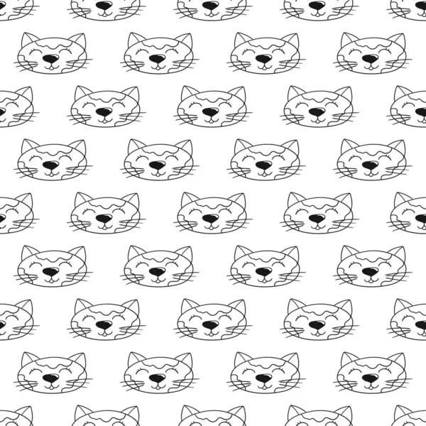 Tek renkli şirin desen. Tekstil ya da el yapımı çocuklar için bir model. Kediler. Yazdır