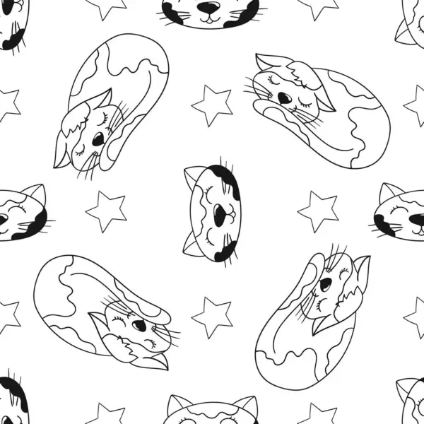 Tek renkli şirin desen. Tekstil ya da el yapımı çocuklar için bir model. Kediler. Tekstil ve kumaş için yazdır