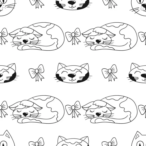 Tek renkli şirin desen. Tekstil ya da el yapımı çocuklar için bir model. Kediler. Tasarım, tekstil, kumaş için yazdır