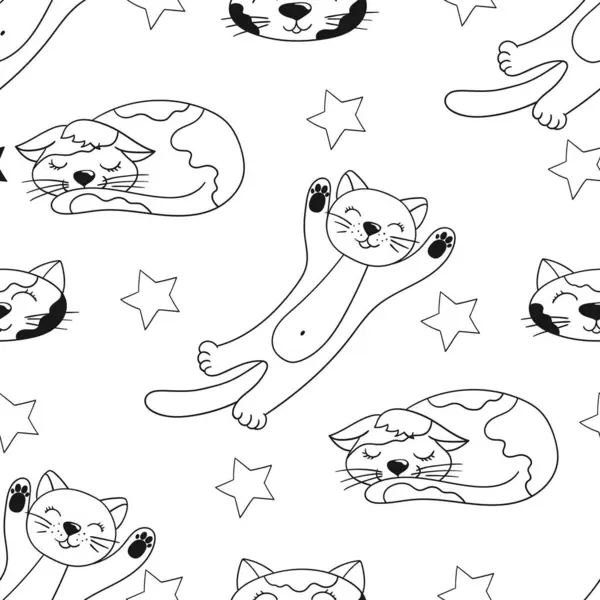 Tek renkli şirin desen. Yavru kediler. Tekstil ya da el çizimi tarzı çocuklar için desen. Tasarım için yazdır