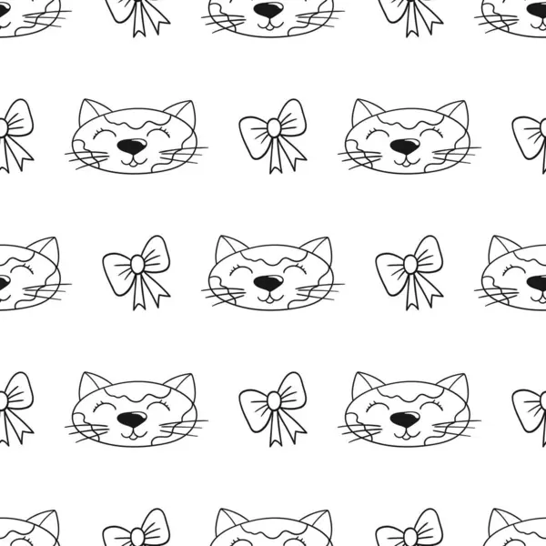 Tek renkli şirin desen. Tekstil ya da el yapımı çocuklar için bir model. Kediler. Tasarım, tekstil, kumaş, duvar kağıdı, ambalaj kağıdı, dekorasyon