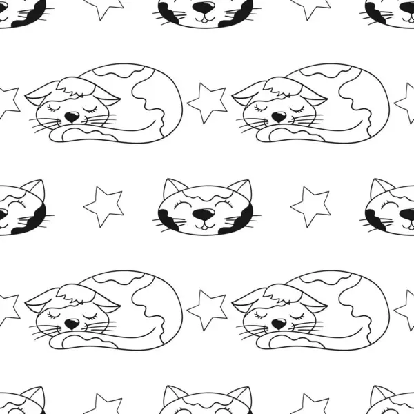 Tek renkli şirin desen. Yavru kediler. Tekstil ya da el çizimi tarzı çocuklar için desen. Yazdır