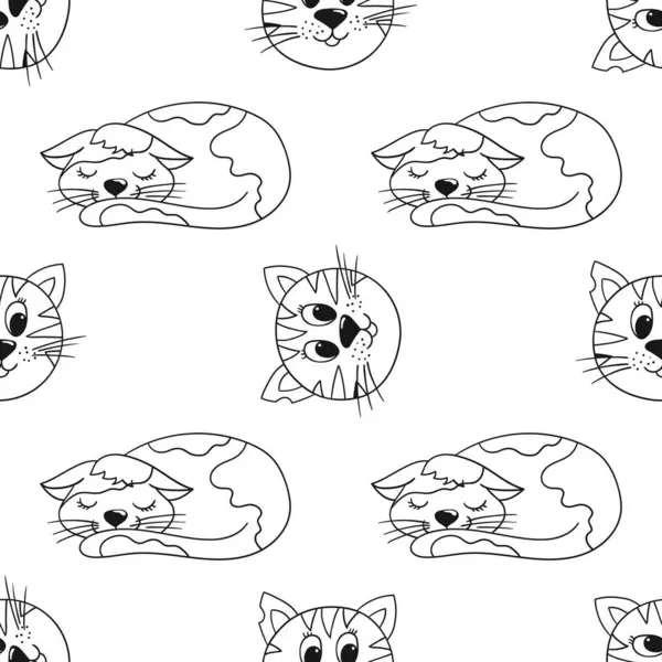Tek renkli şirin desen. Yavru kediler. Tekstil ya da el çizimi tarzı çocuklar için desen. Tasarım, tekstil, kumaş, duvar kağıdı, ambalaj kağıdı