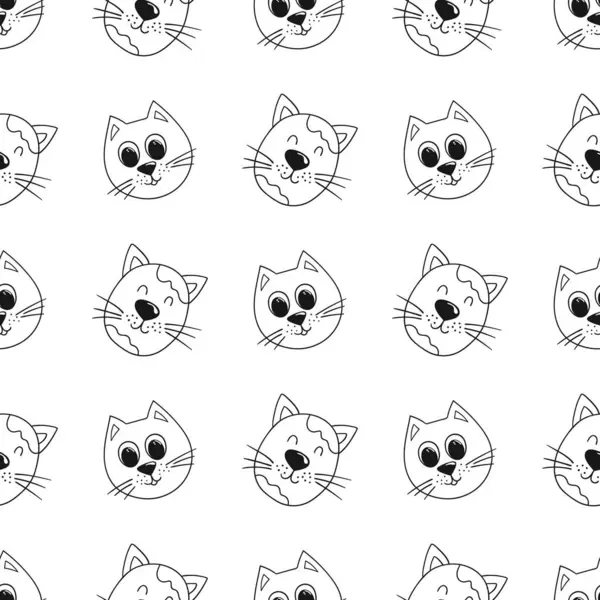 Tek renkli şirin desen elde çizim tarzında. Tekstil ya da çocuklar için desen. Yavru kediler. Tasarım, tekstil, kumaş için yazdır