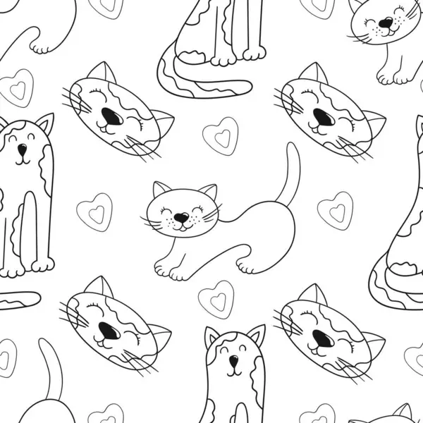 Tek renkli şirin desen elde çizim tarzında. Yavru kediler. Tekstil ya da çocuklar için desen. Yazdır
