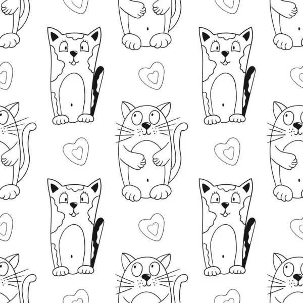 Tek renkli şirin desen elde çizim tarzında. Yavru kediler. Tekstil ya da çocuklar için desen. Tasarım ve tekstil için yazdır