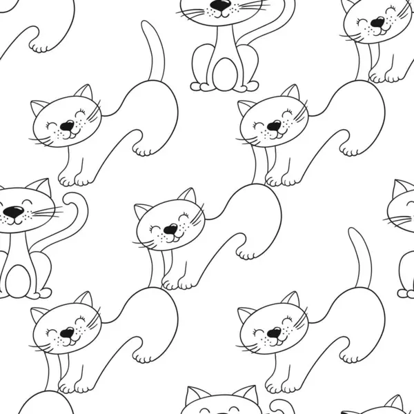 Tek renkli şirin desen elde çizim tarzında. Yavru kediler. Tekstil ya da çocuklar için desen. Tasarım, tekstil, kumaş için yazdır