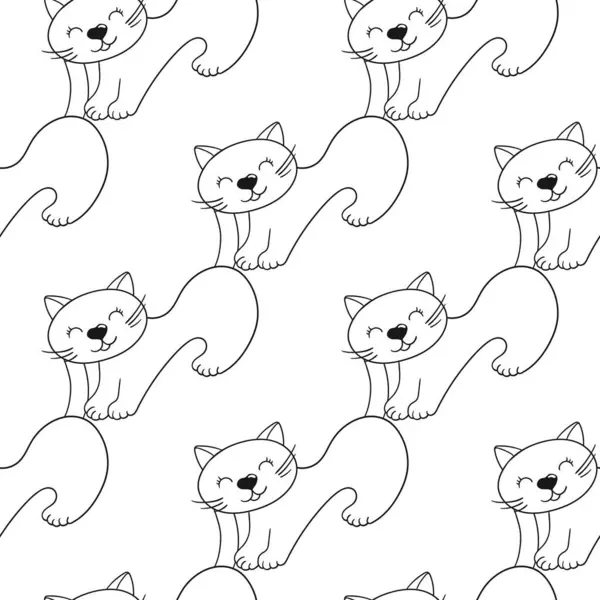 Tek renkli şirin desen elde çizim tarzında. Yavru kediler. Tekstil ya da çocuklar için desen. Tasarım, tekstil, kumaş, duvar kağıdı, ambalaj kağıdı