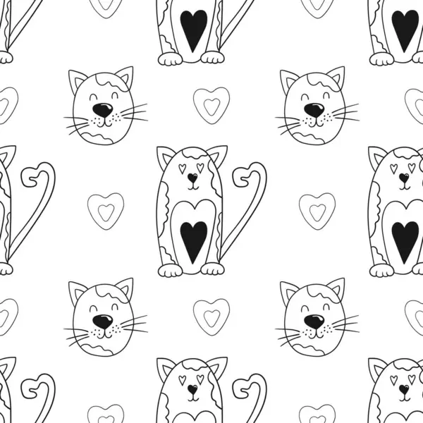 Tek renkli şirin desen elde çizim tarzında. Yavru kediler. Tekstil ya da çocuklar için desen. Tasarım, tekstil, kumaş, duvar kağıdı, ambalaj için yazdır