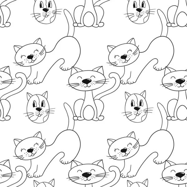 Tek renkli şirin desen elde çizim tarzında. Yavru kediler. Tekstil ya da çocuklar için desen. Tasarım, tekstil, kumaş, duvar kağıdı, ambalaj kağıdı, dekorasyon vesaire için yazdır