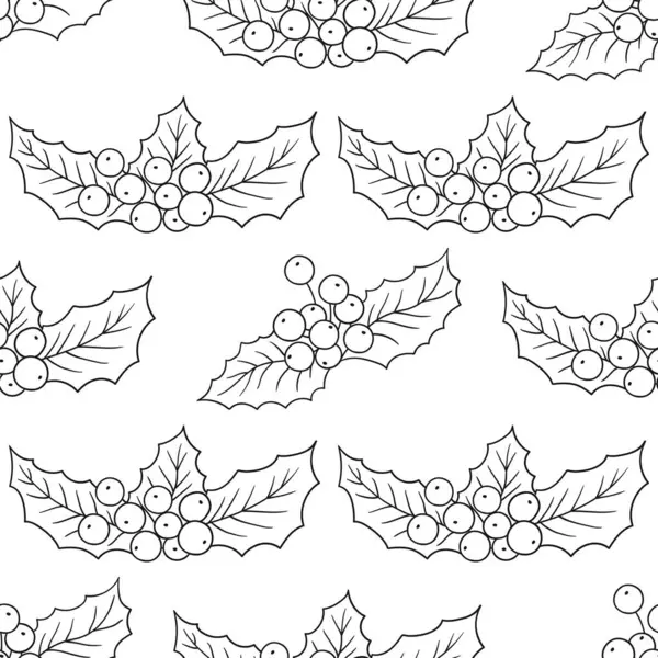 Tek renkli Noel deseni. Holly mi? Menü ya da mutfağın el çizimi şekli. Tasarım, tekstil, kumaş, duvar kağıdı için yazdır