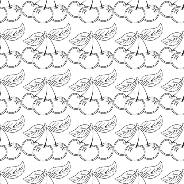 Tek renkli çilek deseni. Menü ya da mutfağın el çizimi şekli. Kiraz. Tasarım için yazdır