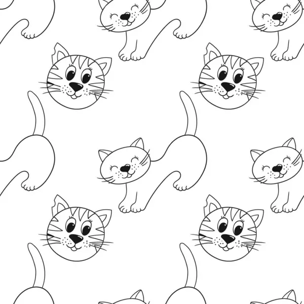 Yavru kediler. Tek renkli şirin desen elde çizim tarzında. Tekstil ya da çocuklar için desen. Yazdır