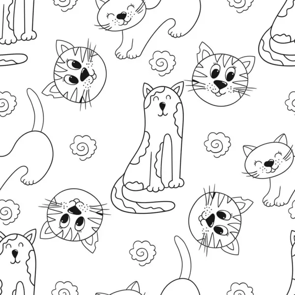 Yavru kediler. Tek renkli şirin desen elde çizim tarzında. Tekstil ya da çocuklar için desen. Tasarım için yazdır