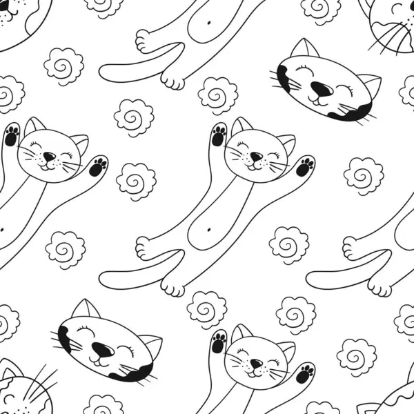 Yavru kediler. Tek renkli şirin desen elde çizim tarzında. Tekstil ya da çocuklar için desen. Tasarım, tekstil, kumaş, duvar kağıdı için yazdır