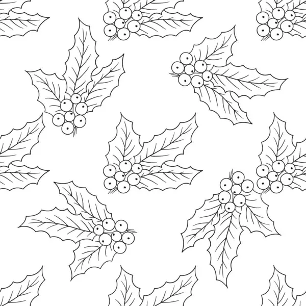 Holly mi? Tek renkli Noel deseni. Menü ya da mutfağın el çizimi şekli. Tasarım için yazdır