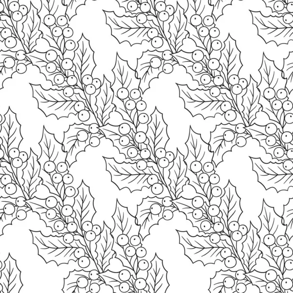 Holly mi? Tek renkli Noel deseni elde çizim tarzında. Mönü ya da mutfak için desen. Tasarım için yazdır