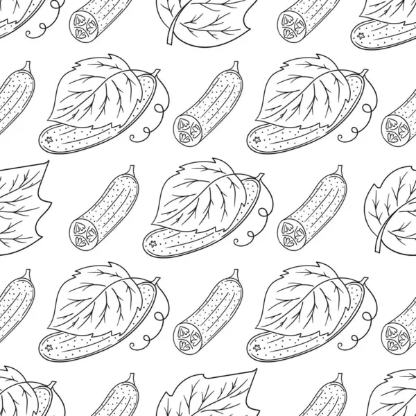 Salatalık. Tek renkli sebze deseni. Menü ya da mutfağın el çizimi şekli. Tasarım için yazdır