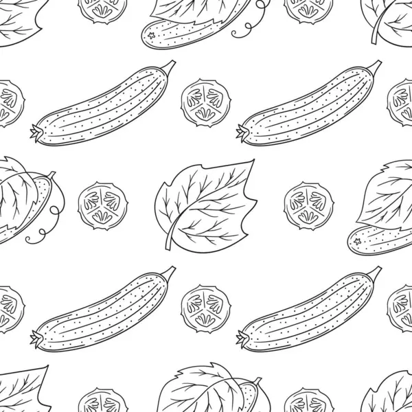 Salatalık. Tek renkli sebze deseni. Menü ya da mutfağın el çizimi şekli. Tasarım, tekstil, kumaş, ambalaj kağıdı, dekorasyon vesaire için yazdır