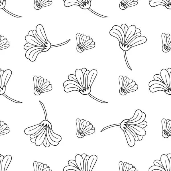 Papatya çayı. Tek renkli çiçek desenli. Menü ya da mutfağın el çizimi şekli. Tasarım ve tekstil için yazdır