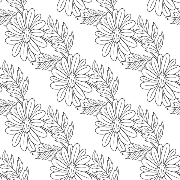 Papatya çayı, papatya. Tek renkli çiçek desenli. Menü ya da mutfağın el çizimi şekli. Tasarım, tekstil, kumaş, duvar kağıdı, ambalaj kağıdı, dekorasyon vesaire için yazdır