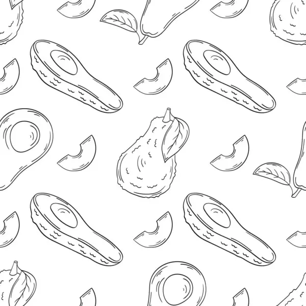 Avokado. Tek renkli meyve deseni elde çizim tarzında. Mönü ya da mutfak deseni