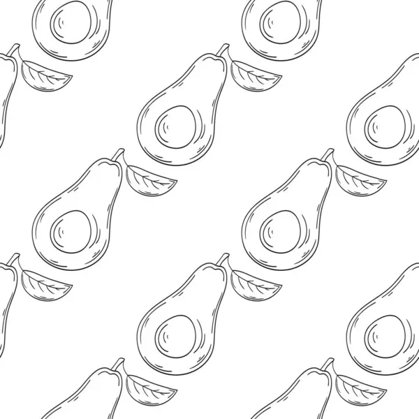 Avokado. Tek renkli meyve deseni elde çizim tarzında. Mönü ya da mutfak için desen. Tasarım, tekstil, kumaş için yazdır